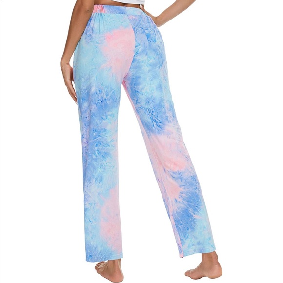 Pink & Blue Tye Dye Butter Soft Drawstring Lounge Sweatpants Pajama Comfy - Picture 12 of 13